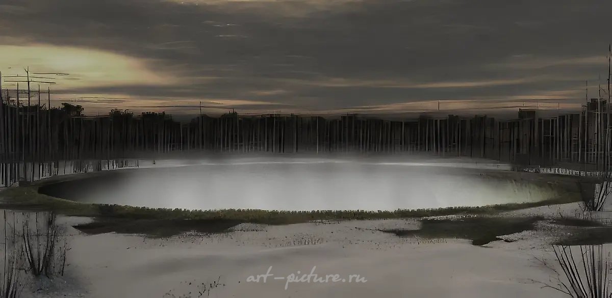 Озеро, 2007, видеоинсталляция (11 мин., зацикленная). Звук — James Welburn и Carlo Krug