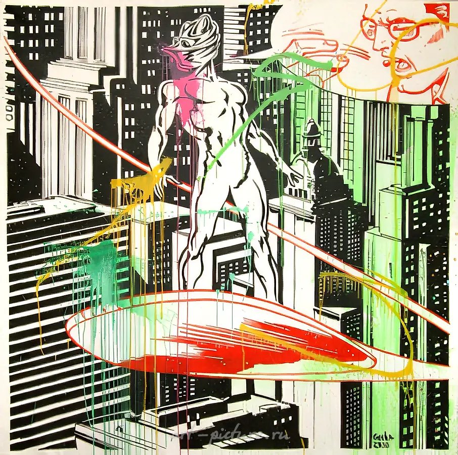 Полёт над городом, 2006, холст, акрил, 210x214