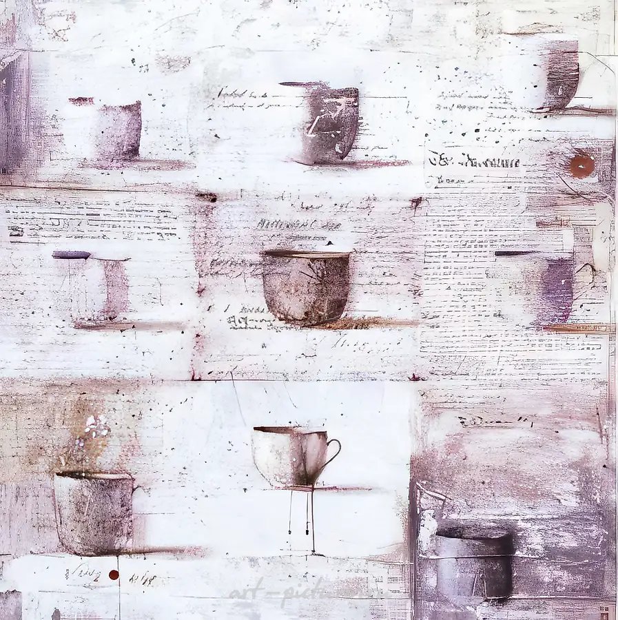 Девять чашек, 1998, масло на холсте, 71x71 см