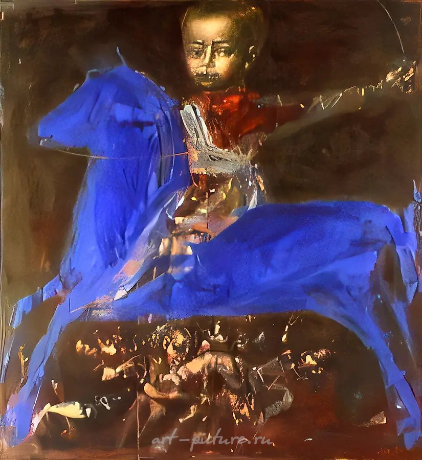 Синий всадник, 1989, холст, масло, 110х110