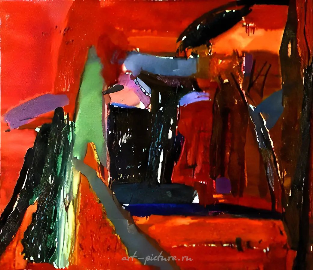 Красный пейзаж, 1990, холст, масло, 120x140