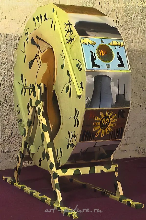 Вечное колесо жизни, 1990, дерево, эмаль, фотография, 180x170x60