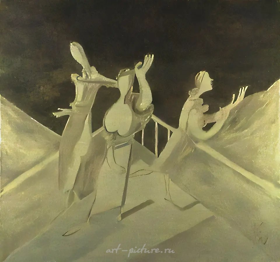 Три женщины, 1988, оргалит, масло, 123x130