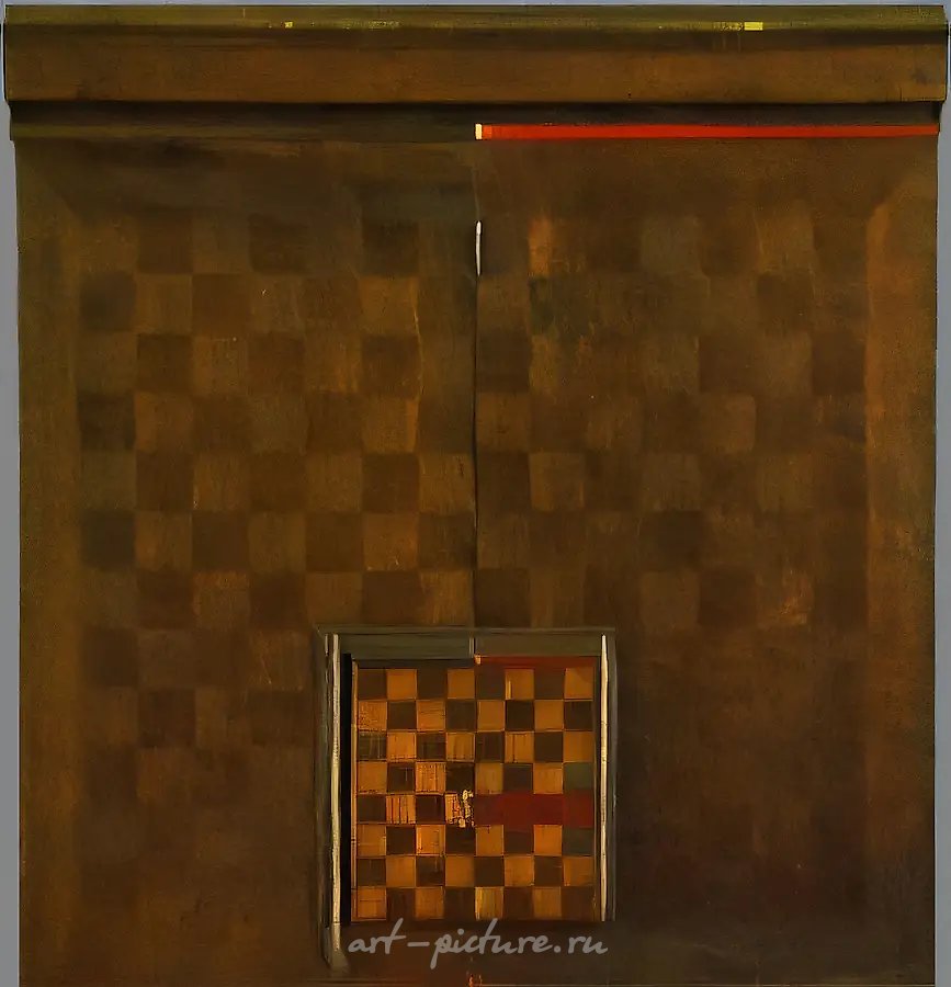Под знаком Двух К, 1987, живопись, дерево, рельеф, 132x130