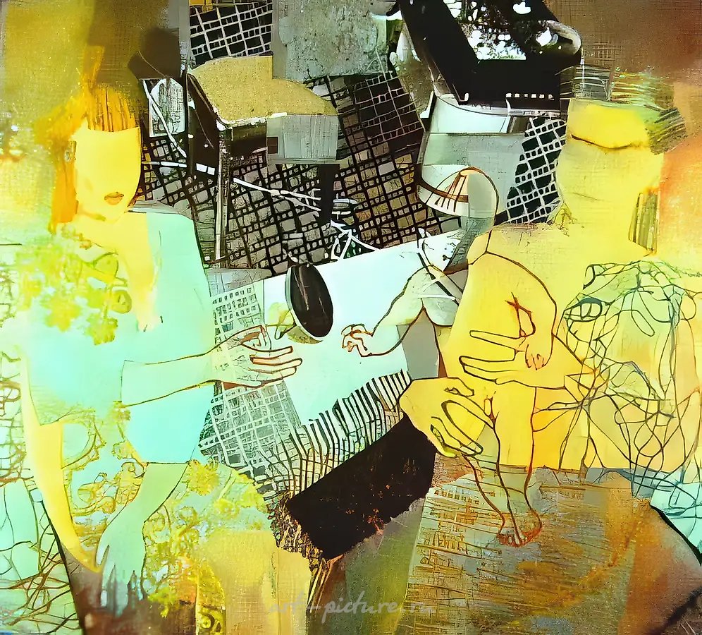 Семья, 1990, живопись, рисунок, фотография, 135x150