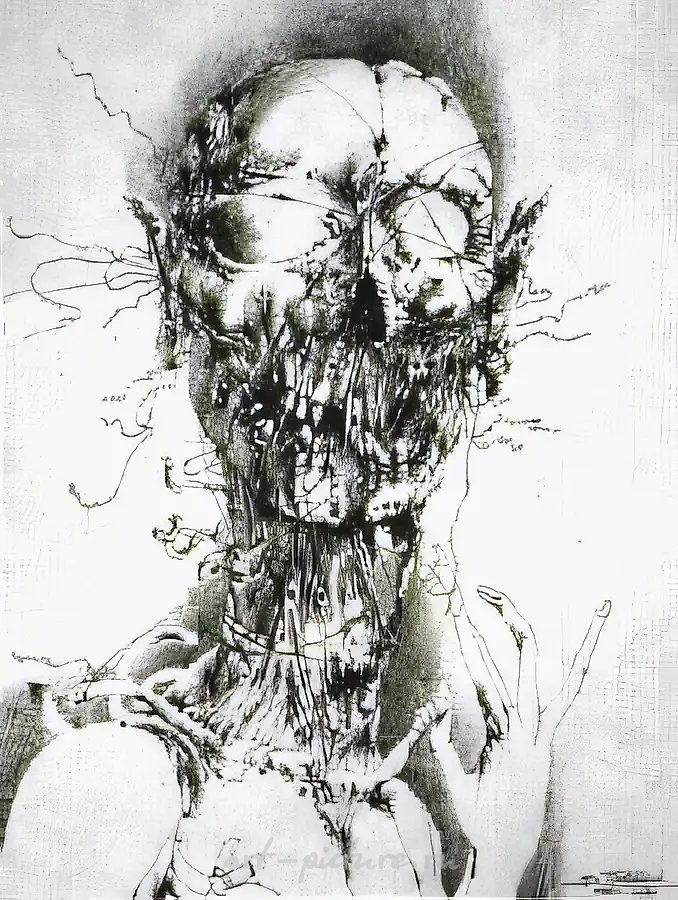 Гость, 1985, тушь, бумага, пастель, 48х36