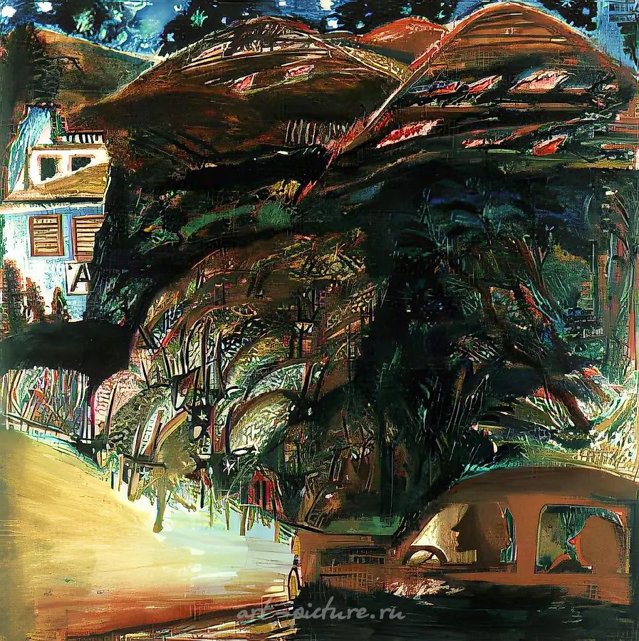Предчувствие катастрофы. Пожар в горах, 1988, холст, масло, 150x150