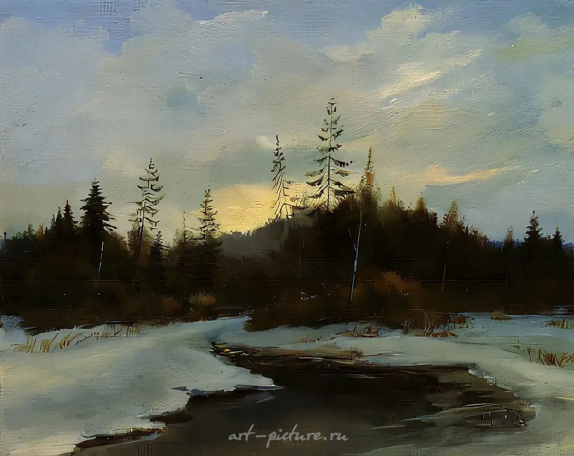 Тихий вечер, 1989, оргалит, масло, 20х25