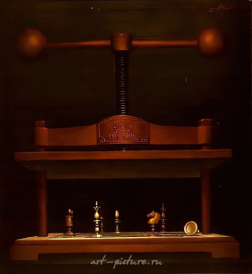 Шахматный столик, 1983, оргалит, масло, 70х70