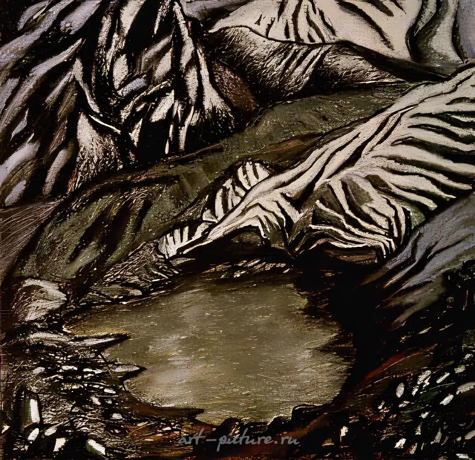 Ледниковое озеро, 1991, соус, пастель, 60x60, $200