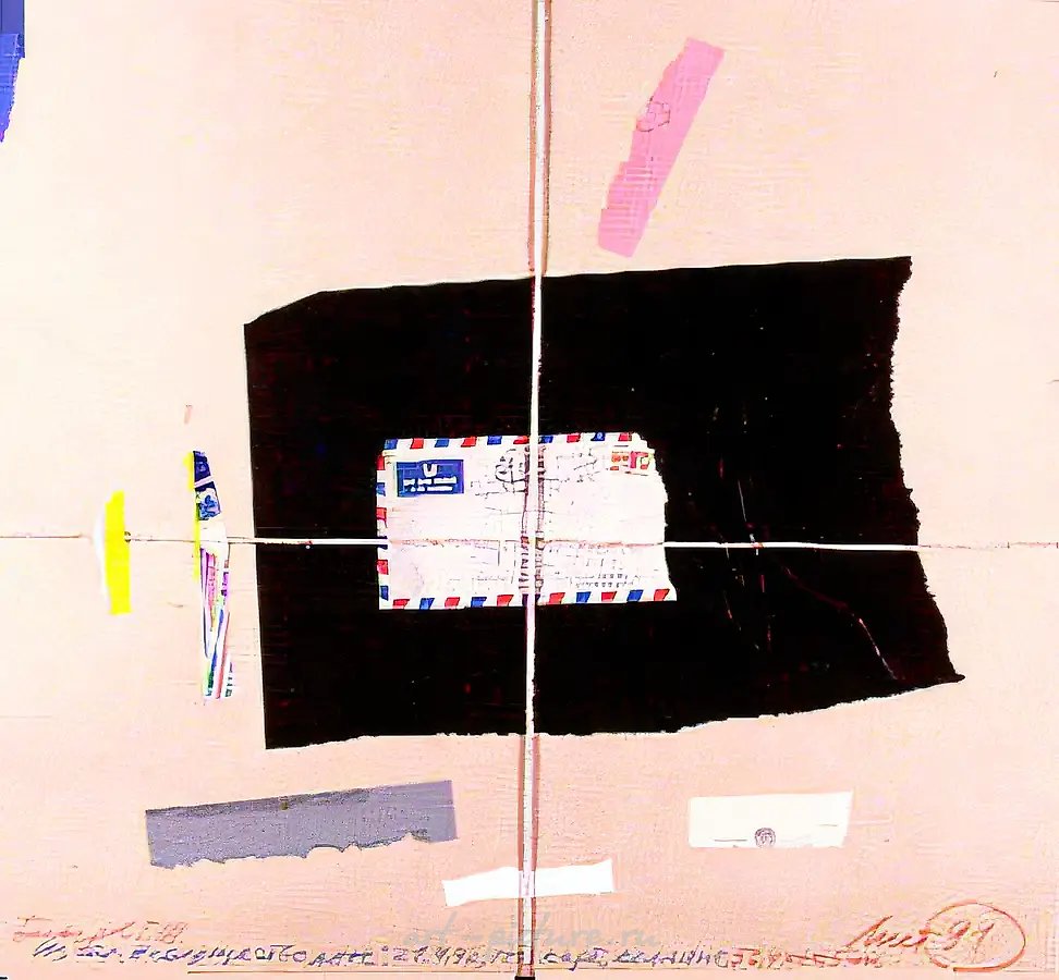 Из серии "Несущественное". Лист 91, 1992, тонированный картон, коллаж, 56,4х60,5 Собственность Ярославского художественного музея