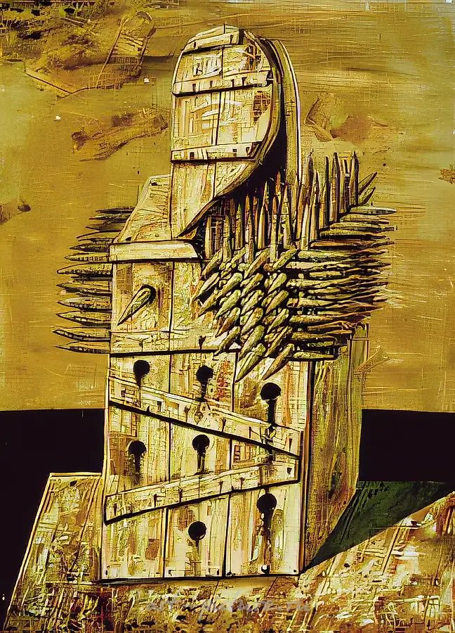 Метаморфоза 1, 1990, доска, коллаж, лак, 100х75