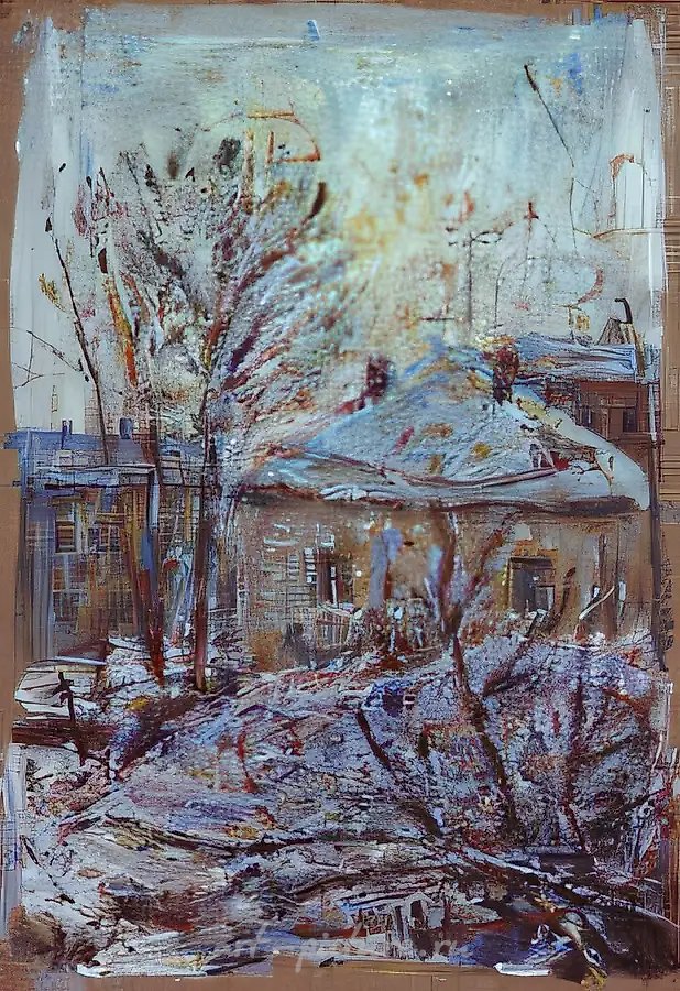 Московский дворик, 1955, картон, масло, 73x51. Собственность галереи СТАНБЕТ, Москва