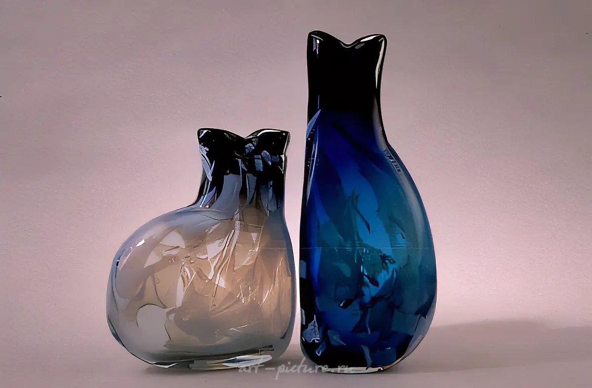 Ночные коты  (2 предмета), 1990, стекло, гутная техника, высота 40 Собственность автора