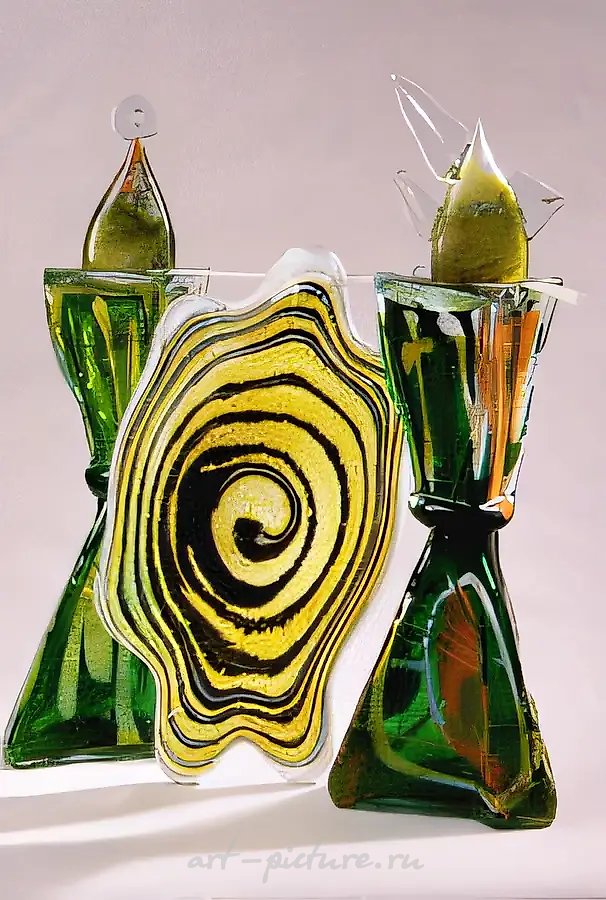 Охотники, 1991, стекло, выдувание в форму, склейка, высота 61 Собственность автора