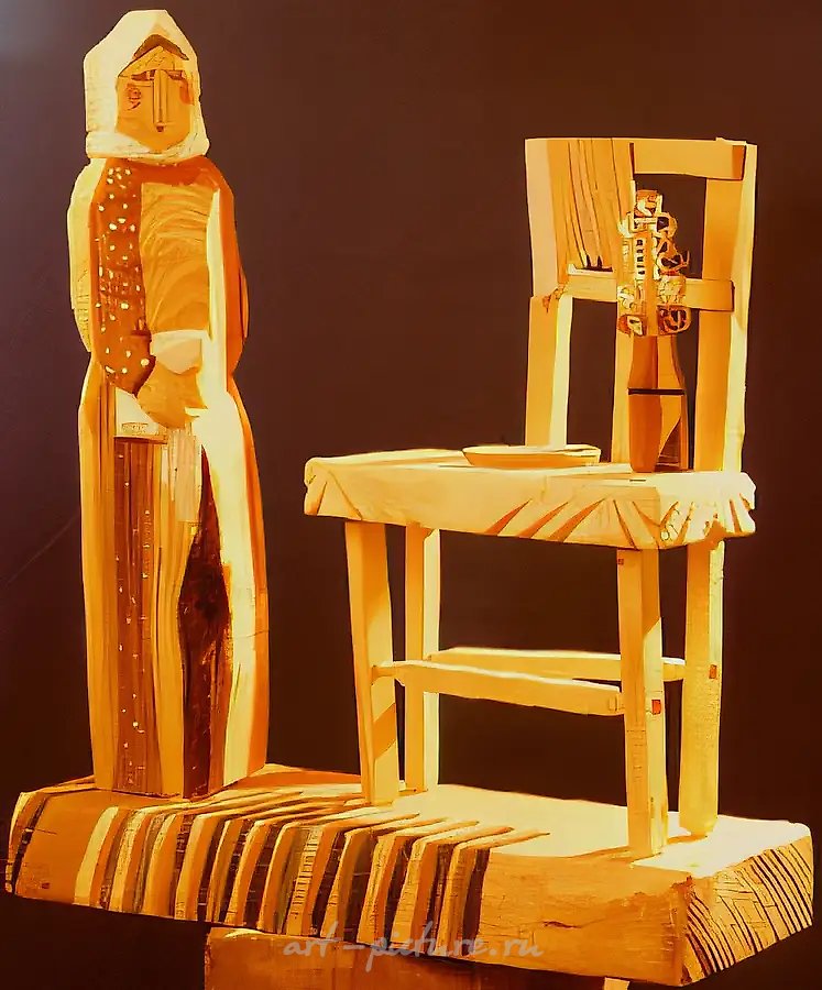 Будут гости, 1991, дерево, роспись, 30х20х7 Собственность автора