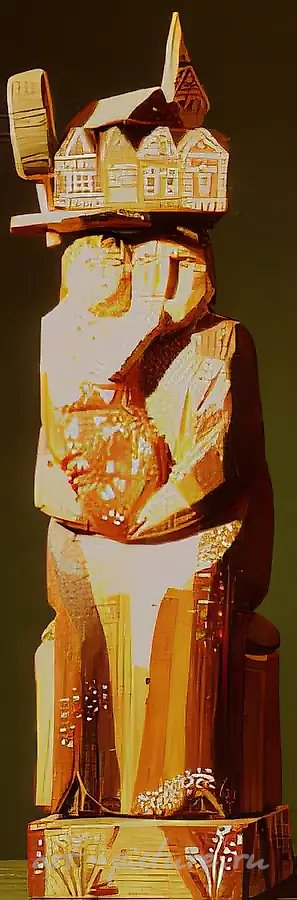 Родной дом, 1991, дерево, роспись, 35х20х7 Государственная Третьяковская галерея