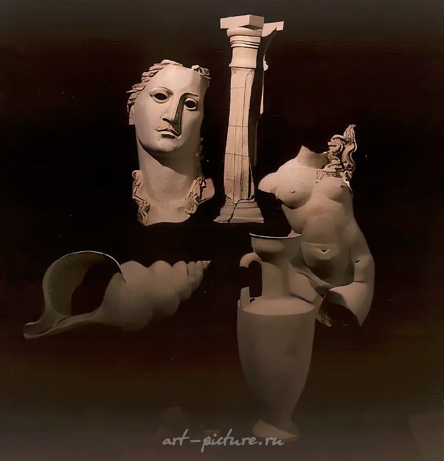 Античный мотив, 1990, керамика, композиция 200х200 Собственность автора