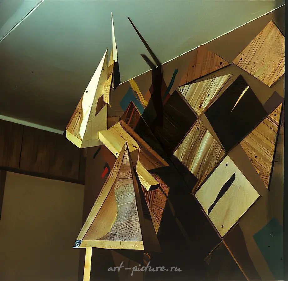 Пирамиды, 1988, дерево, интарсия, высота 3000 Гостиница "Госцирк". Москва