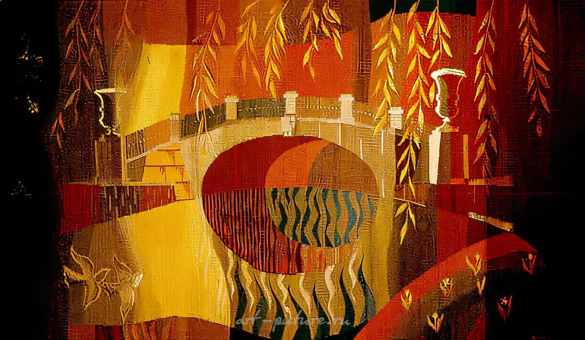 Мост Висконти, 1988, шерсть, ручная работа, 160x240. Собственность отеля «Прибалтийская», Санкт-Петербург