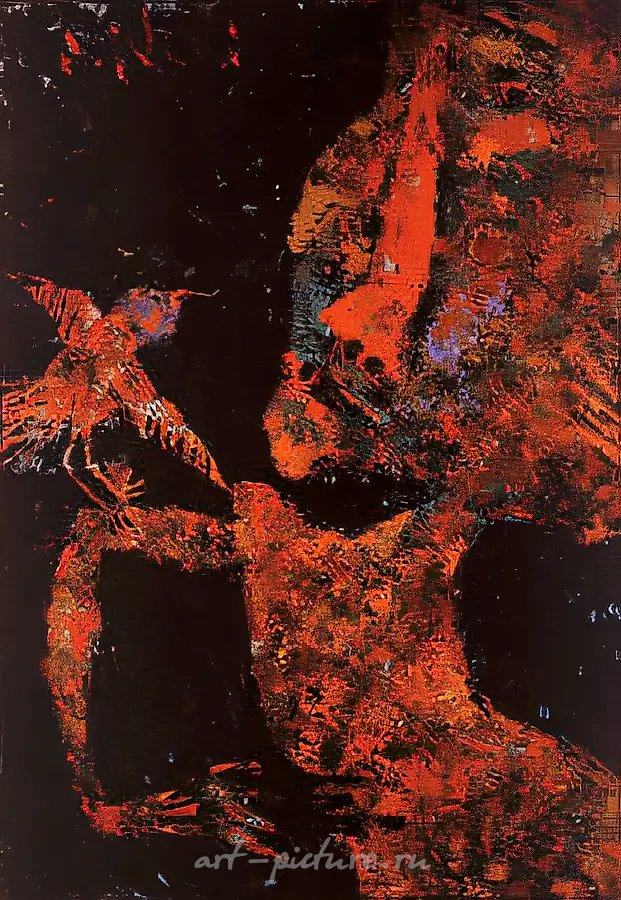 Прогулка с птицей, 1992, холст, масло, 100х70