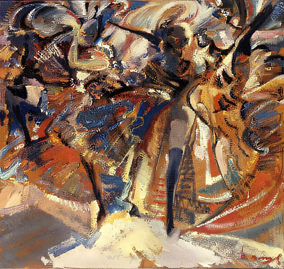 Канкан, 1990, холст, масло, 80х84,5 Собственность галереи "Московская палитра".Москва