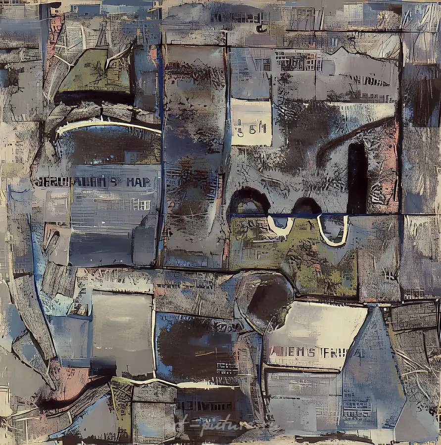 Карта Иерусалима, 1988, холст, масло, 130x130. Собственность галереи «Московская палитра»