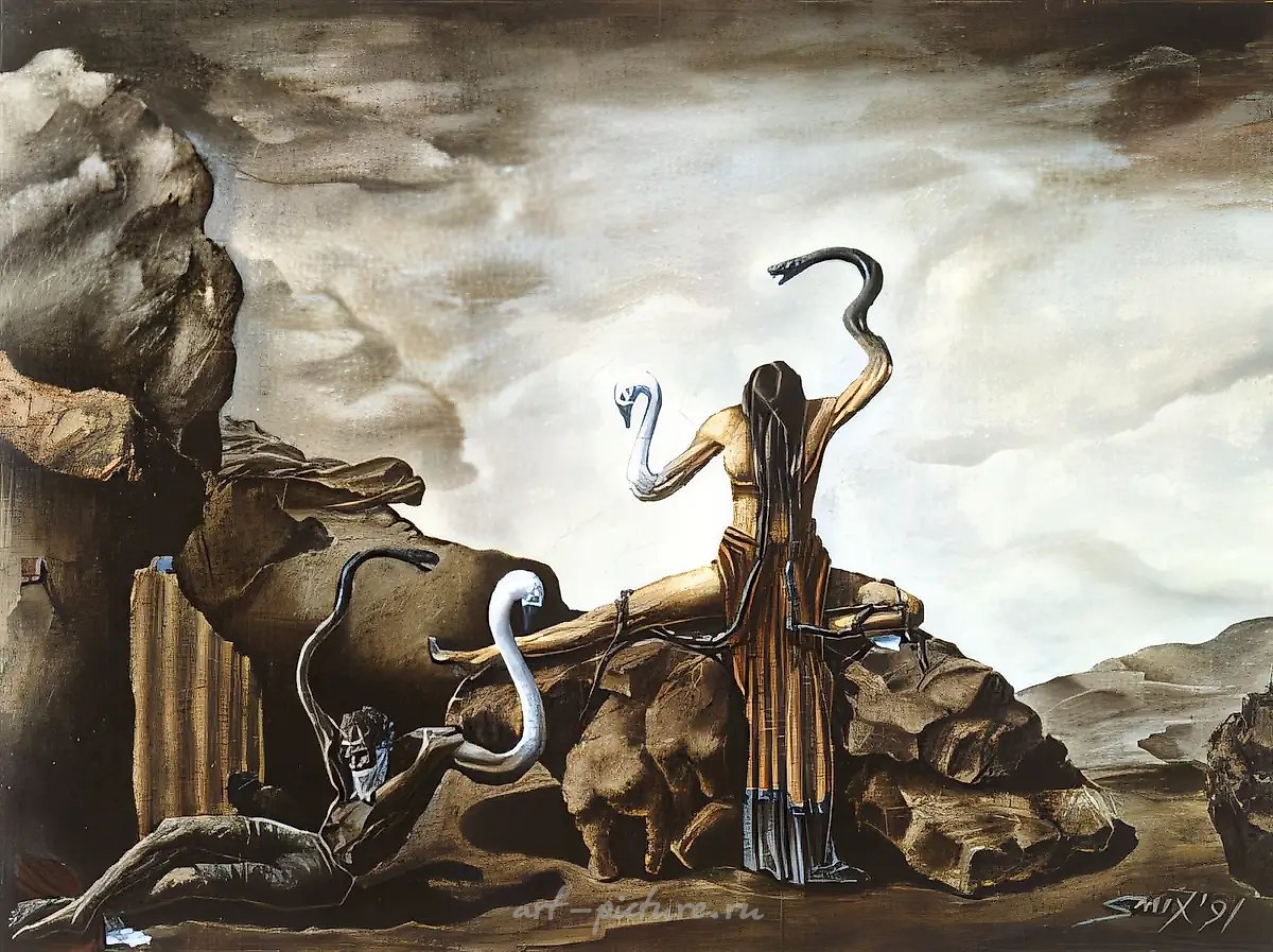 Не предавайтесь тёмным занятиям, 1991, холст, масло, 30x39. Собственность галереи «Московская палитра»
