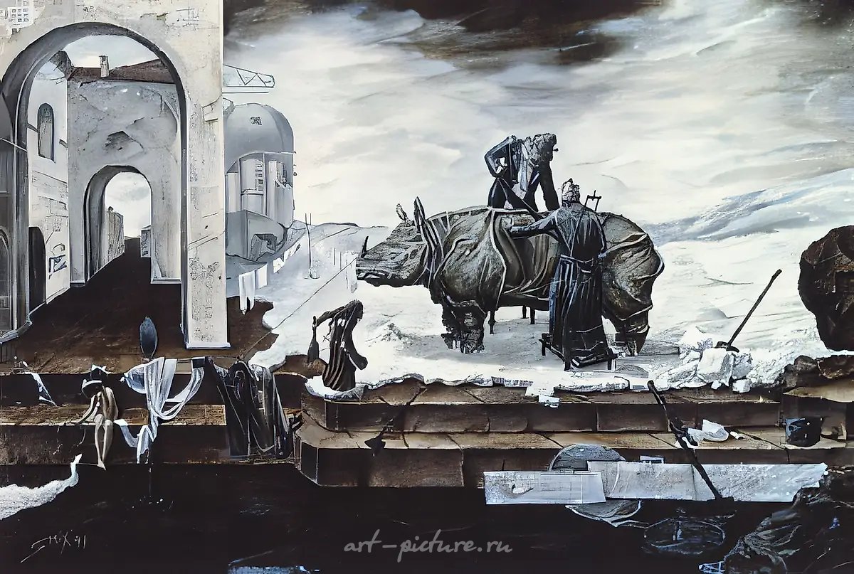 Хочу покинуть тебя, но зачем, 1991, холст, масло, 440x50. Собственность галереи «Московская палитра»