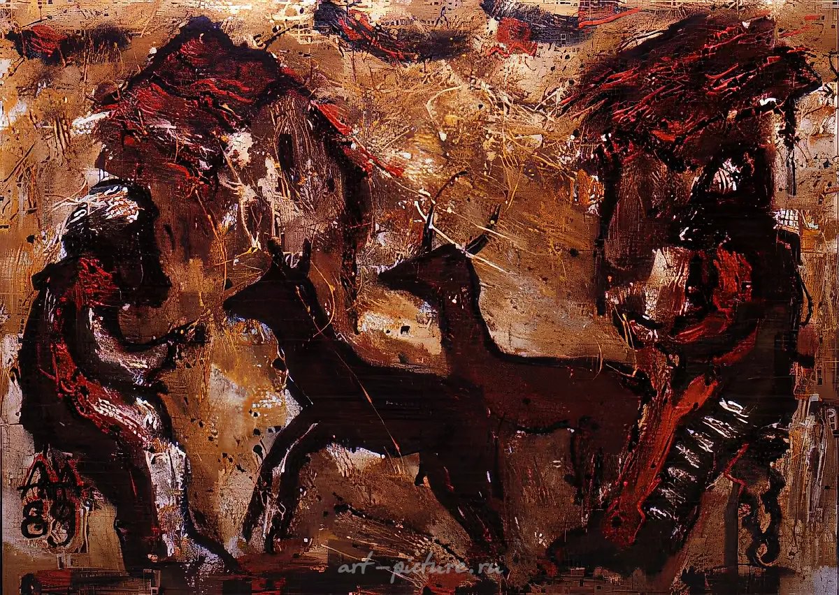 Любители животных, 1989, масло на холсте, 85x120. Собственность галереи «Московская палитра»