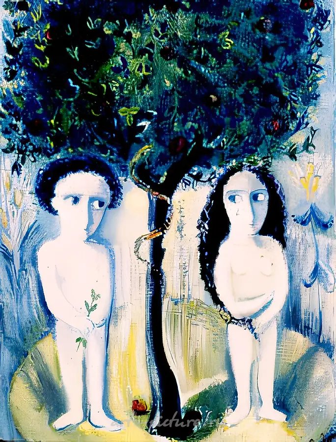 Адам и Ева, 1992, холст, масло, Собственность автора.
$1000