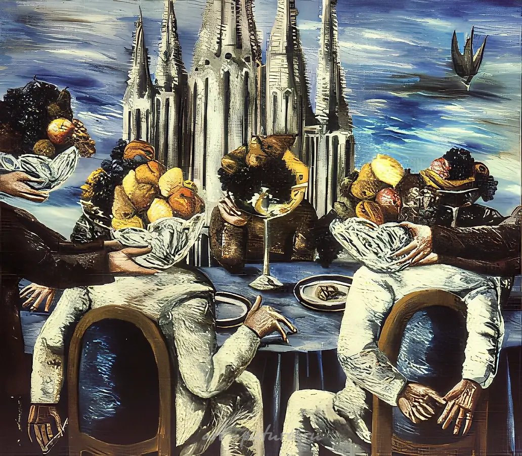 Праздник, 1988, холст, масло, 140х160 Находится в частном собрании в Испании