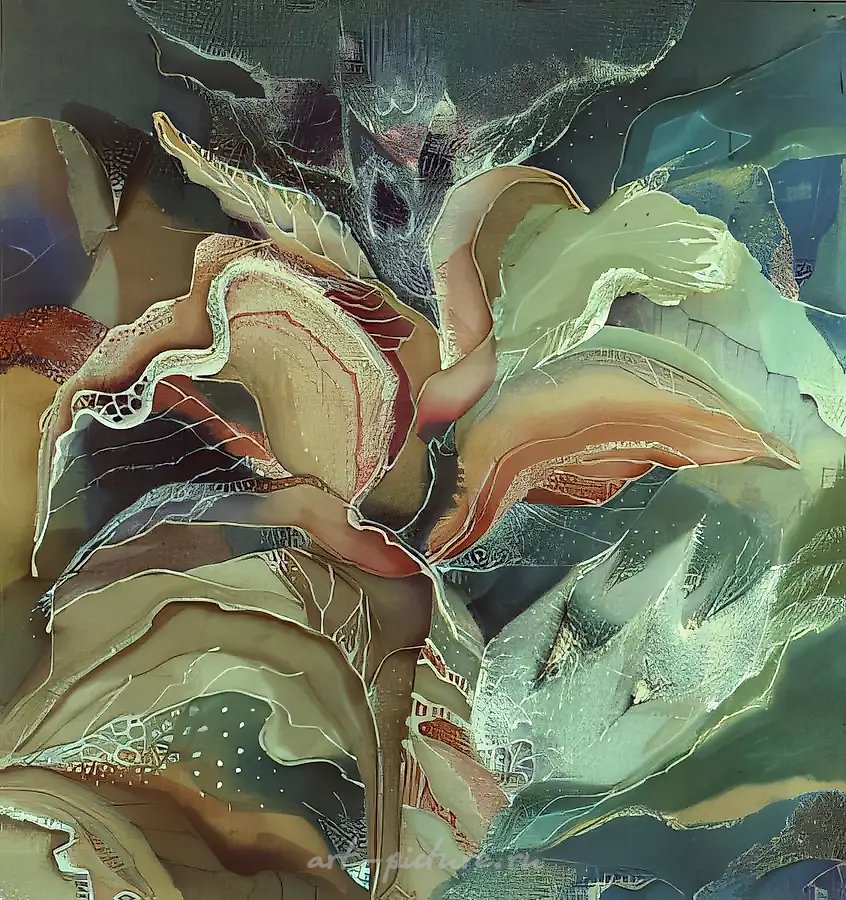 Орхидея, 1987, горячий батик, 100x100. Собственность Московского союза художников