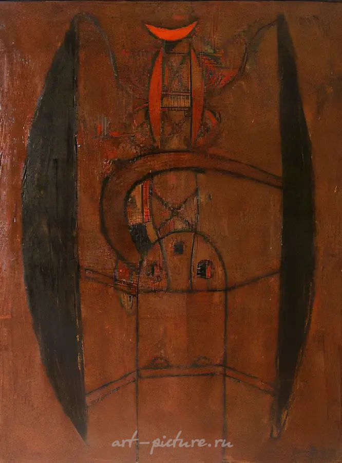 Письмена древней Сибири, 1990, холст, масло, 63х49