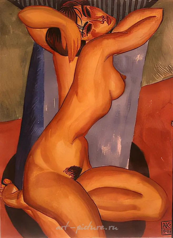 Кариатида в храме любви, 1991, акварель на бумаге, 42x35. Собственность автора