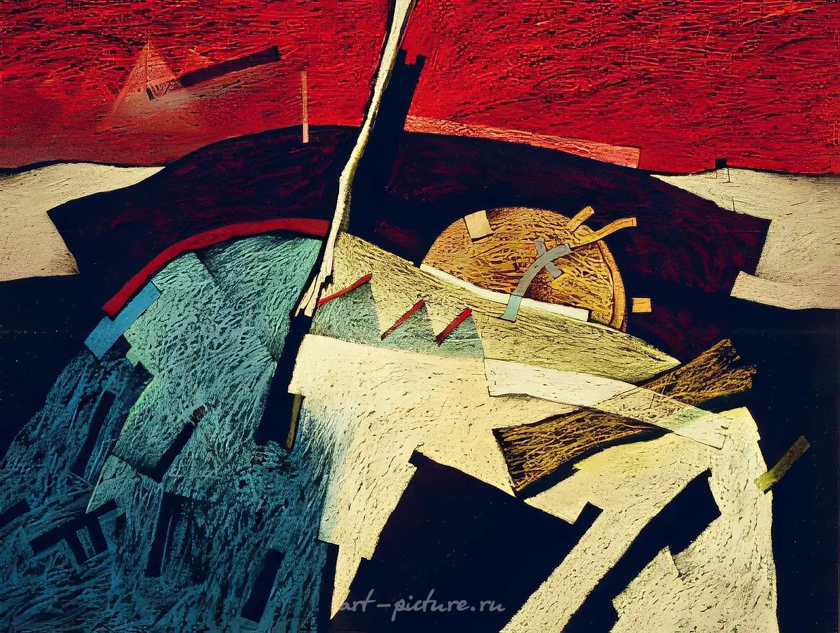 Закат, 1993, бумага, масляная пастель, 50x62. Собственность автора