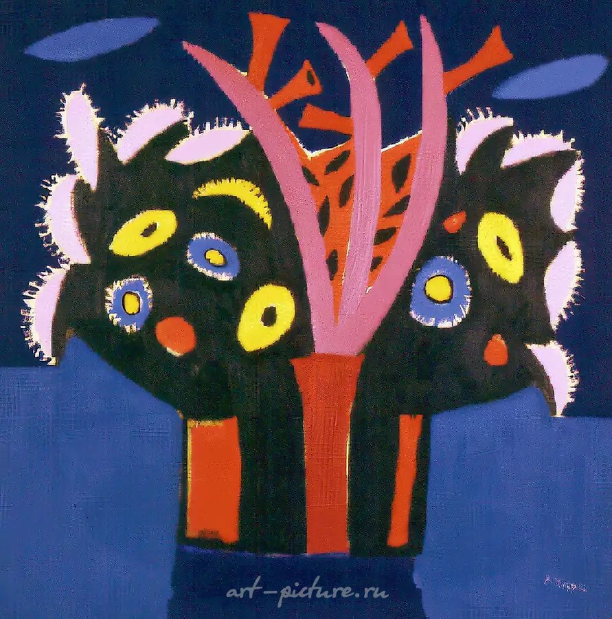 Букет, 1987, холст, масло, 120х120 Находится в галерее "СИТИ", Москва