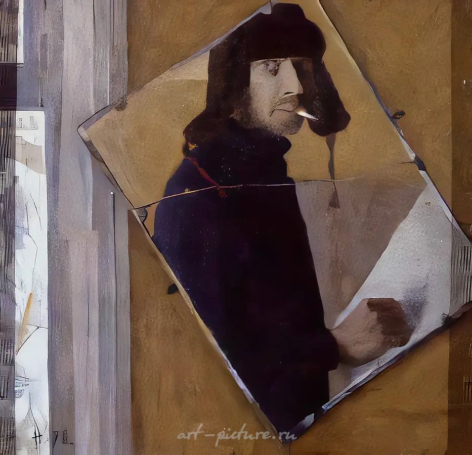 Автопортрет в треснувшем зеркале, 1976, оргалит, масло. Собственность автора