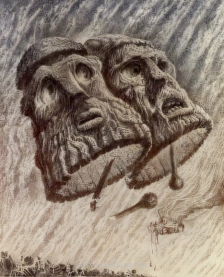 Набат. Из серии «Предупреждение» (триптих), 1986, бумага, офорт, 60х50. Собственность автора