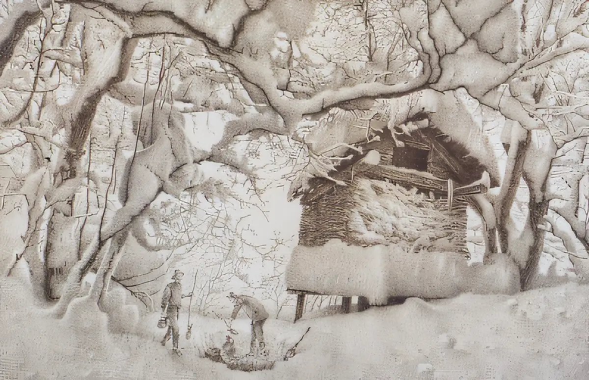 Зима в Имеретии. №3, 1987, бумага, офорт, 43х65. Собственность автора