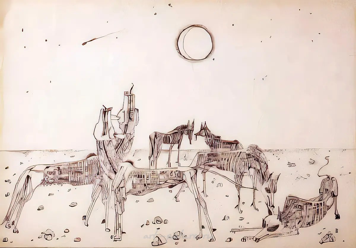 Метафизический пейзаж, 1985, бумага, тушь, перо, 21х30. Собственность автора