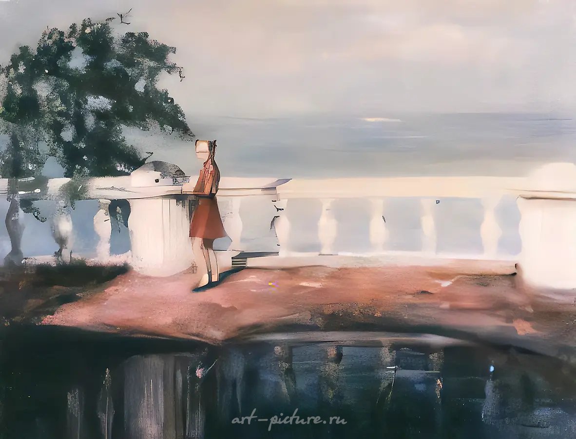 Освещённая солнцем девушка, 1990, холст, масло, 115х150. Собственность автора