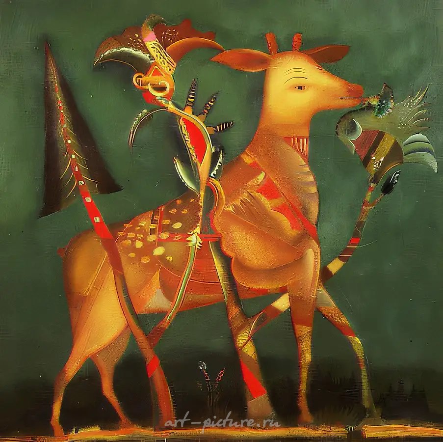 Олень, 1992, холст, масло, 100х100. Собственность автора