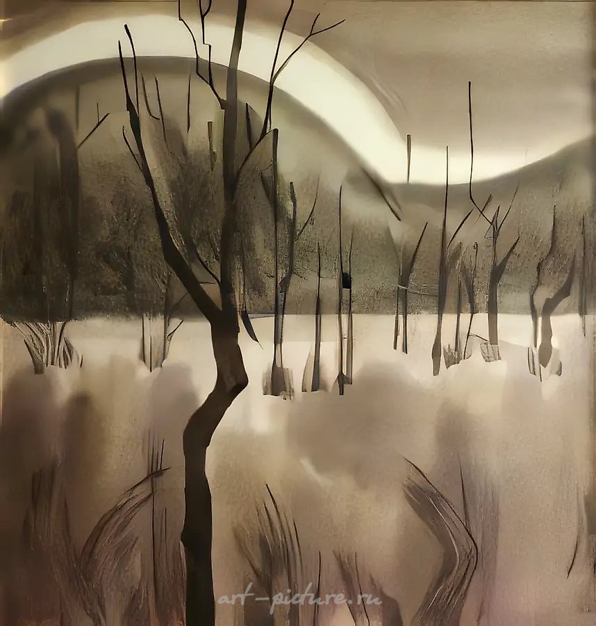 Осенний пейзаж, 1994, шёлк, краситель, 89х84