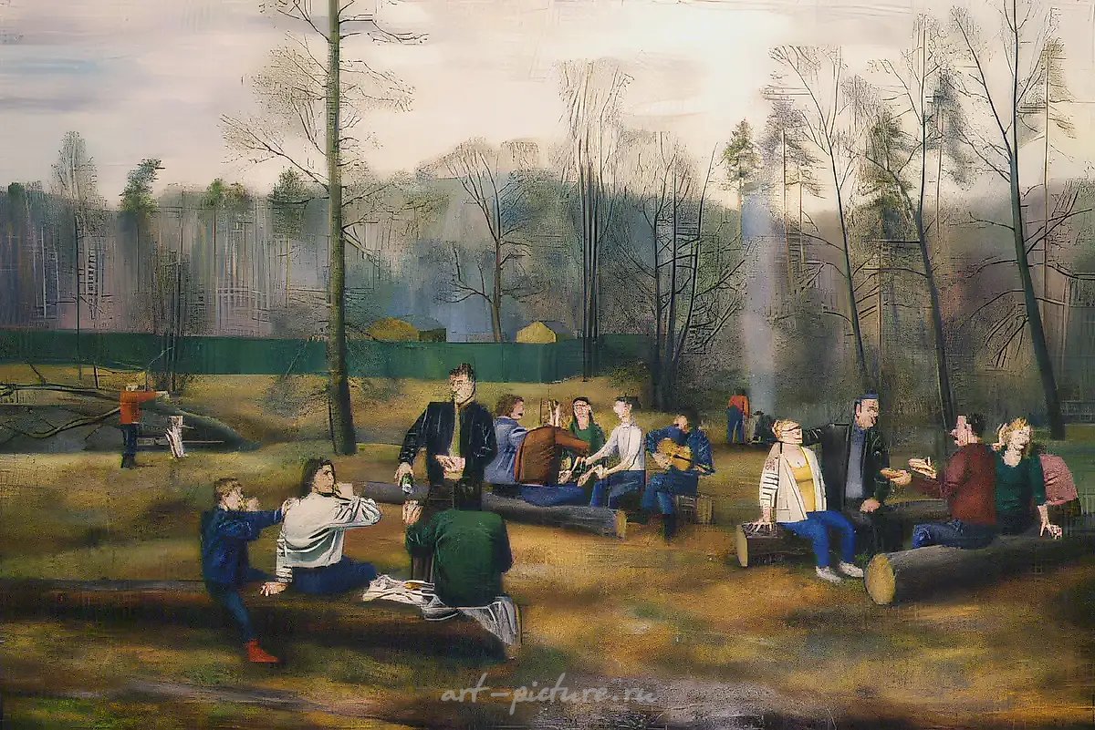 Весеннее воскресение, 1986, холст, масло, 110х160 Собственность автора