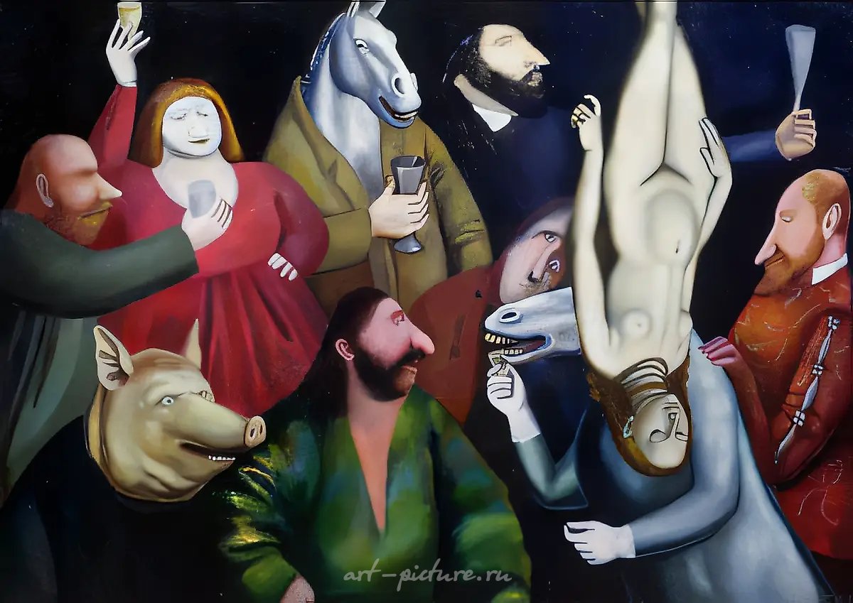 Пир., 1993, холст, масло, 110х160 Собственность автора.