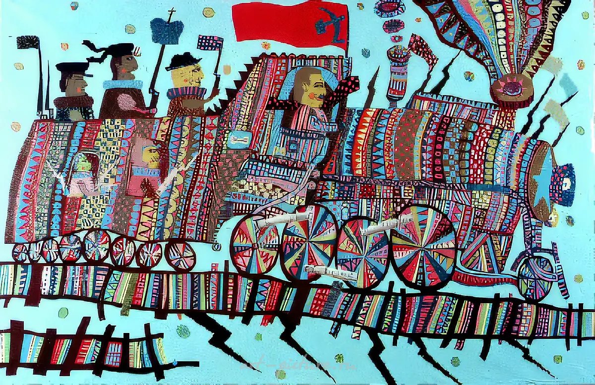 Паровоз, 1993, бумага, гуашь, 35х50. Собственность автора