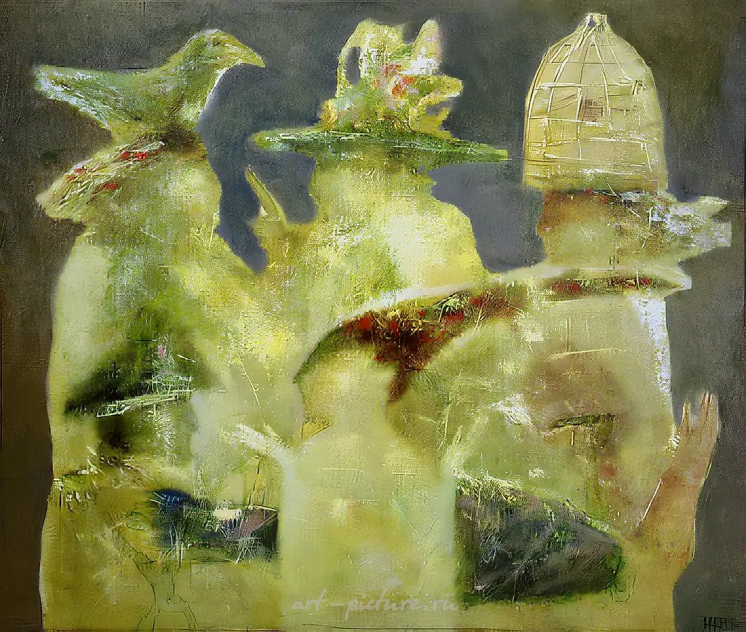 Композиция с рыбой, 1993, холст, масло, 100x120, $1.400, Собственность автора.