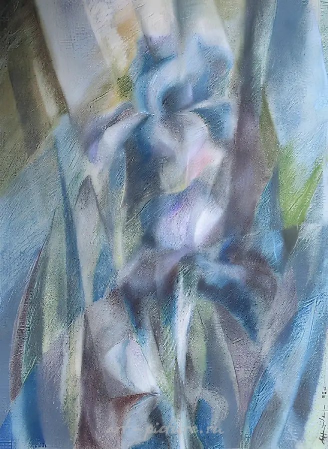 Ирисы, 1992, бумага, пастель, 65х45