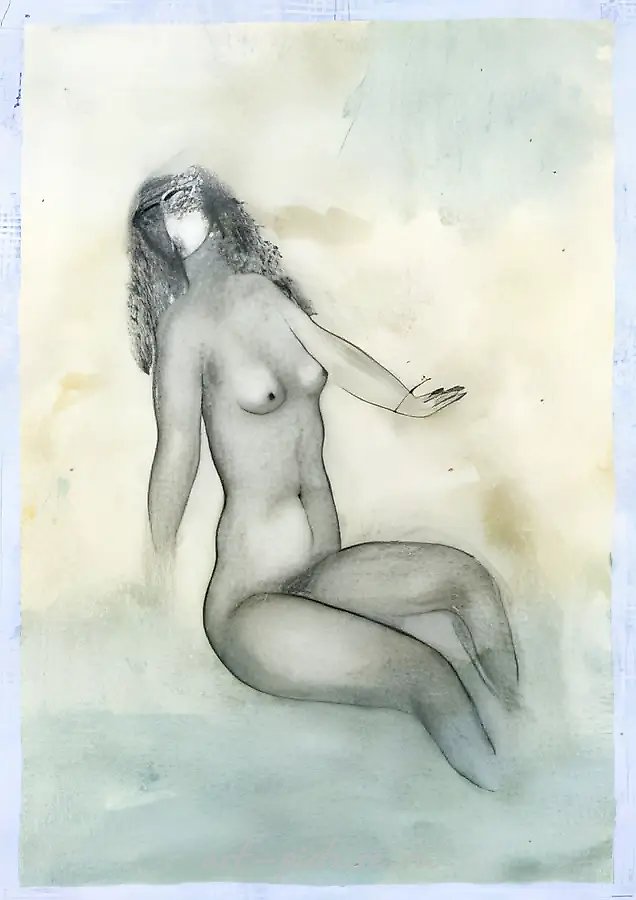 Ню I, 1980, бумага, картон, темпера, 65х50